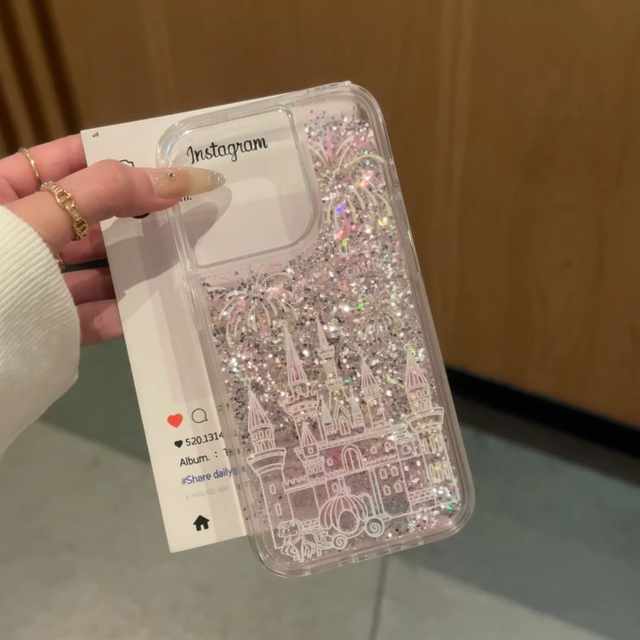 Fireworks and Castle Silver Flurry Shells are suitable for Apple 16 mobile phone case iPhone15/13 new 11promax Huawei Mate60pro female PURA70 Honor 200 Xiaomi 14reno12S19