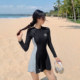 2025 new swimsuit for women's hot spring sun protection professional sports long sleeves conservative slimming belly to cover the belly for hot spring swimming