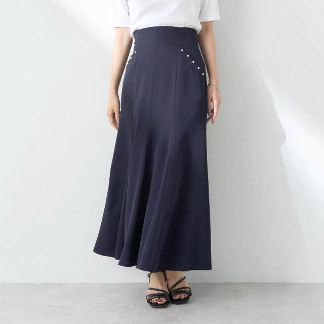 e@rth+elegant curves! Fashionable Baipeng Pearl side pocket Midi fishtail mid-length skirt