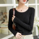 Modal large round neck base shirt for women long-sleeved T-shirt Spring and Autumn 2025 new solid color inner wear low collar white top
