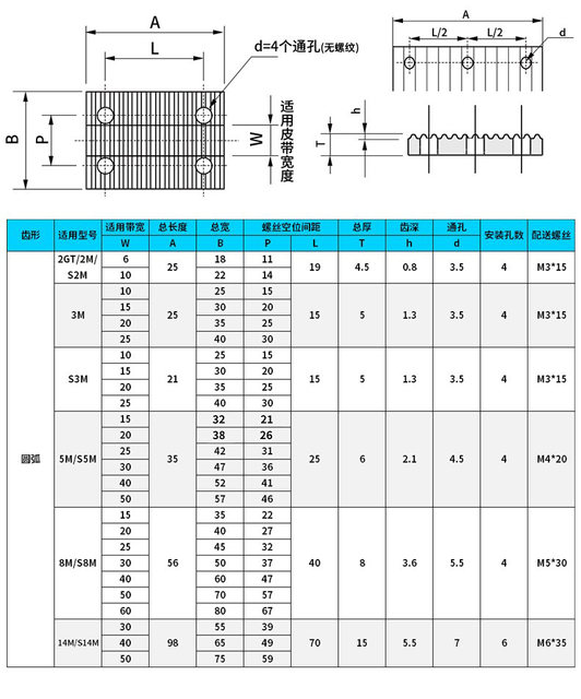 Synchronous belt pressure plate/tooth plate trapezoidal/open belt connecting plate/gusset plate TBCR arc ECY XL S3M5M8M
