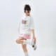 YEP white cartoon printed short-sleeved T-shirt for women in 2025 summer new trendy couple outfit loose round neck top
