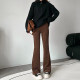 Narrow version wide-leg pants for women in autumn and winter plus velvet thickened Chenille micro-flare straight slim trousers