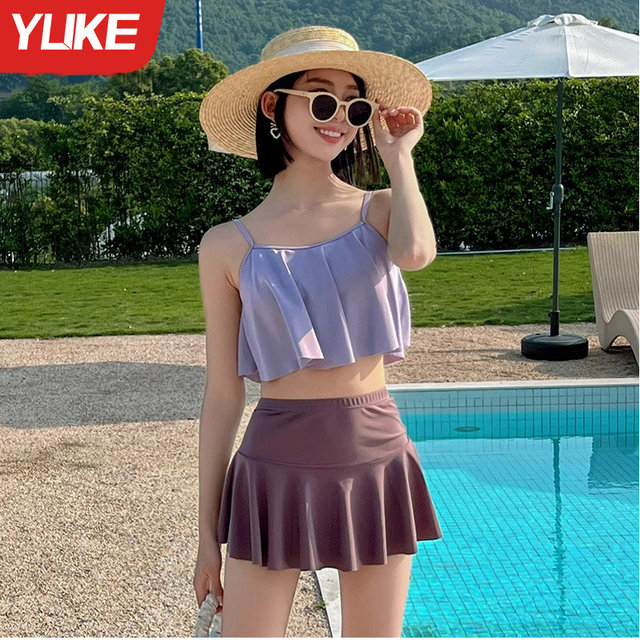 Women's 2025 new hot skirt style split student high-end slimming swimming pool special hot spring swimsuit