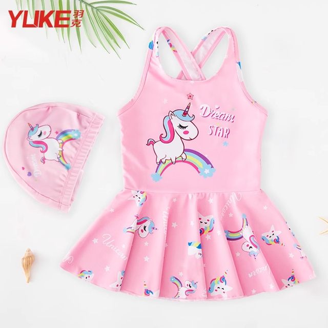 Children's swimsuits girls one-piece swimsuit 2025 new split girls mid-sized children training swimsuits