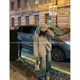 GV Big White Brother Heavy Slack Temperature Wool Long Hair Hooded Shoulder Jacket Loose Casual Plush Top for Women
