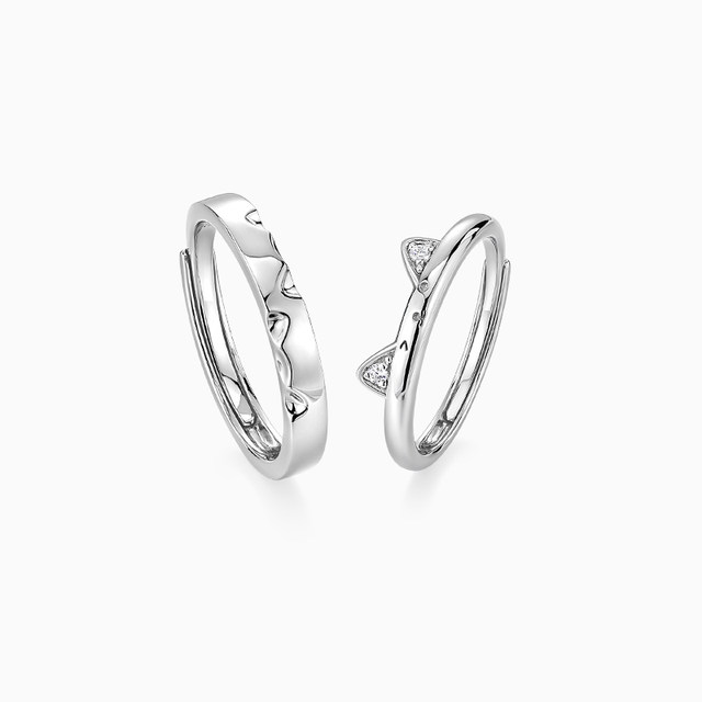 Cat Diary Couple Ring Sterling Silver Ring Birthday Gift for Boy and Girlfriend
