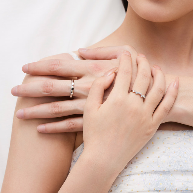 Catiro Meteor Secret Word Couple Ring 925 Silver High-end Sense Ring Birthday Goods Gift for Girlfriend