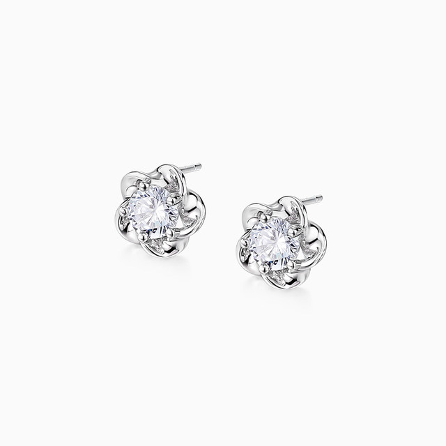 Catiro five-petal flower earrings for girls S999 temperament cold style earrings light luxury niche design birthday gift