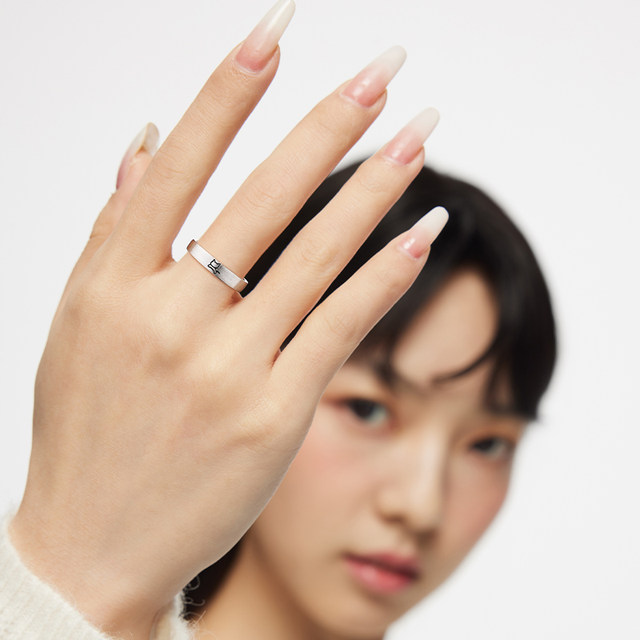 Catiluo Fish Cat Love Couple Ring 925 Silver Ring Birthday Gift for Girlfriend and Boyfriend