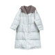 All-match cotton and casual minimalist style 95 white goose-velvet hooded down jacket White long large-size drawstring jacket