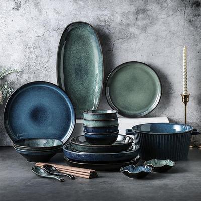 taobao agent Japanese -style kiln -changing ceramic tableware Creative retro style hotel House tableware Chinese -style dish bowl combination set