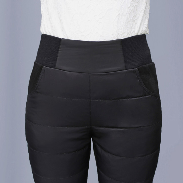 Down pants for women wearing high-waisted pencil pants for slim duck down pants for slim warm cotton pants thickened trousers for trousers