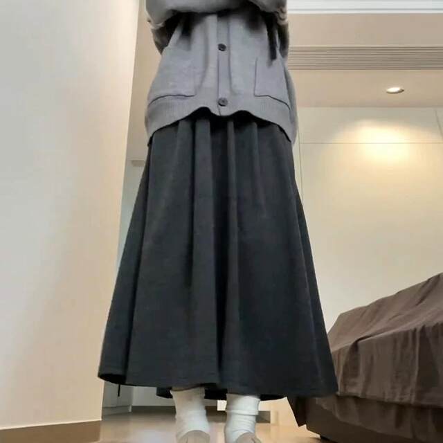 Glutinous rice skirt for women in spring, autumn and winter new large size fat girl high waist A-line slim umbrella skirt mid-length knitted skirt