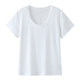 Thread of threaded round neck short -sleeved T -shirts female summer large size fat MM200jin [jin is equal to 0.5 kg] loose and thin U -collar shoulder body shirt
