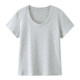 Thread of threaded round neck short -sleeved T -shirts female summer large size fat MM200jin [jin is equal to 0.5 kg] loose and thin U -collar shoulder body shirt
