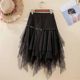 European Station 2025 summer new fashion mesh splicing high waist washing to make you look slim and versatile denim skirt skirt for women