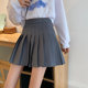 Gray pleated skirt for women in autumn and winter new large-size skirt fat mm design sense college style short skirt skirt
