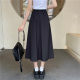 College style gray suit pocket pleated skirt mid-length large size high waist slim design casual and versatile long skirt