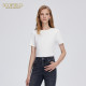 Scofield women's simple round neck short-sleeved T-shirt white loose commuting top summer short-sleeved T-shirt