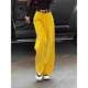 Retro yellow corduroy pants for women in autumn 2025 new American retro high waist draped straight wide-leg pants trendy