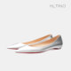 2025 new French silver pointed toe flat shoes female temperament celebrity with shallow mouth heightened red sole shoes large size
