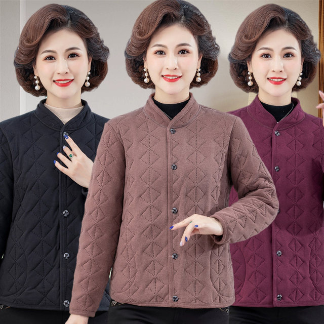 Mother's winter clothing, de velvet cotton-padded jacket lining, women's middle-aged and elderly grandmother's winter light and small cotton-padded jacket, warm clothes for the elderly