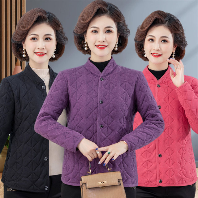 Mother's winter clothing, de velvet cotton-padded jacket lining, women's middle-aged and elderly grandmother's winter light and small cotton-padded jacket, warm clothes for the elderly