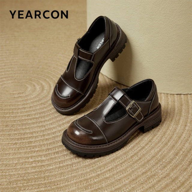 Yierkang women's shoes spring and autumn British college style jk uniform small leather shoes thick heel single shoes Mary Zhen loafer shoes