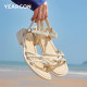 Yierkang women's shoes 2025 summer mother sandals beautiful fairy style soft sole with skirt Roman beach shoes