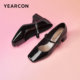 Yierkang women's shoes for spring and autumn patent leather casual thick heel single shoes for women's square toe Mary Zhen shoes high heel leather shoes