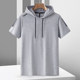 Ice silk T-shirt men's short-sleeved hoodie summer thin trendy youth casual sports half-sleeved sweatshirt trendy brand breathable