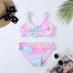 Foreign trade Girls Swimsage Swimsuit Children's Big Big Girls and Girls Fashion Dyeing Triangle Speed ​​Speed ​​Dry Bikini Swimsuit
