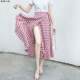 2023 Spring and Summer New Plaid Skirt Women's A-line One-Slice Lace-Wrapped Skirt Irregular Fishtail Mid-Long Skirt