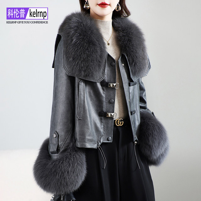 Real fox fur collar fur coat for women splicing 2025 new winter big brand luxury high-end fashion down jacket