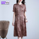 2025 summer new short-sleeved loose large-size belly-covering print Hangzhou mulberry silk satin heavy silk dress for women