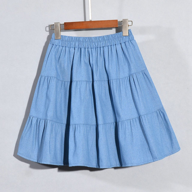 Skirt A-line denim short skirt skirt women's summer 2025 new super hot small cake big splicing umbrella skirt