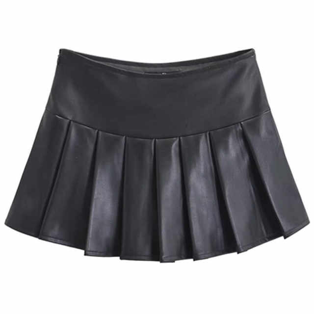 2024 autumn new ultra-short mini leather skirt for female hottie street style side zipper anti-exposure half-body pleated skirt