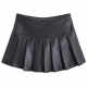2024 autumn new ultra-short mini leather skirt for female hottie street style side zipper anti-exposure half-body pleated skirt