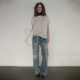 CLOUD WILD White Cloud Wild Border Lazy Casual Style Thin Line Top Half Sleeve Loose Pocket T-shirt Women
