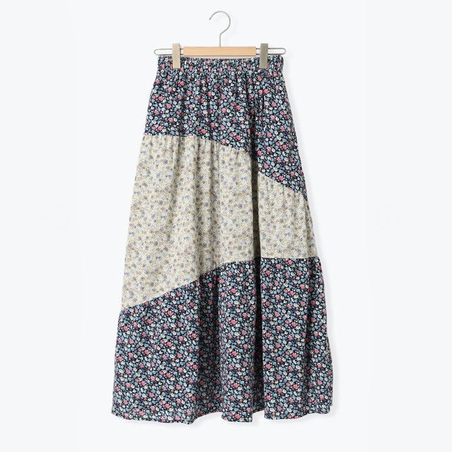 SM2 sweet small fresh floral handle elastic waist forest style small fresh large A-line long skirt with pocket women's clothing
