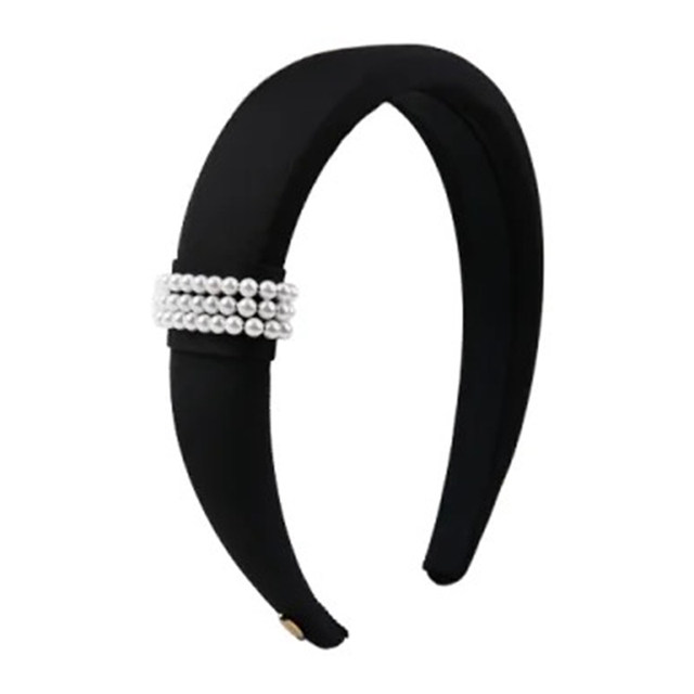 Zhao Lusi's same style black pearl headband for women 2025 new high-end, foreign style, light luxury headband hair accessories
