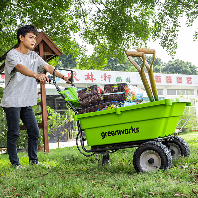 GREENWORKS rechargeable lithium battery outdoor yard handling gardening tools soil moving electric cart