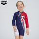 Arena Arena's new children's and adolescents' long-sleeved one-piece boxer sunscreen swimsuit for girls and boys.
