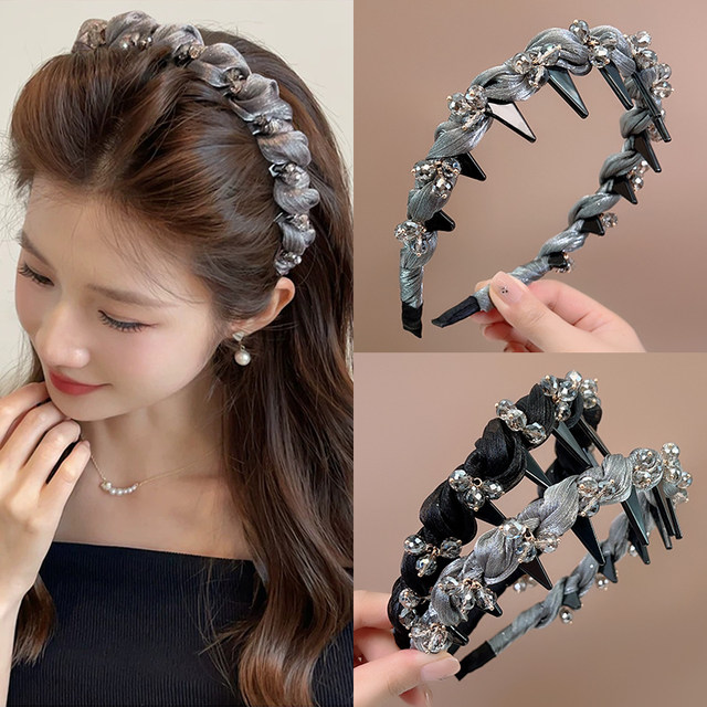 South Korea's Dongdaemun, the same organza crystal toothed wavy hairband for women, versatile high-ceiling face wash headband hairpin