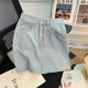 Light color floral denim short skirt for women in summer fat girl mm high waist slim A-line skirt Japanese style outfit