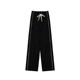 Black striped casual pants for women in autumn and winter new style fat girl mm high waist loose slimming versatile wide leg pants