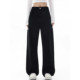 Pear-shaped body black straight jeans for women 2025 autumn and winter plus size fat girl mm loose slimming wide leg trousers
