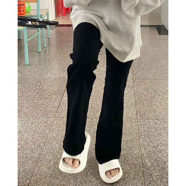 Large size black bootcut jeans for women in autumn and winter plus velvet for fat girls mm high waist elastic slimming pear-shaped body pants