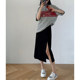 Pear-shaped skirt for fat girls in autumn and winter, mm high waist, slim and drapey slit, a-line skirt, mid-length skirt